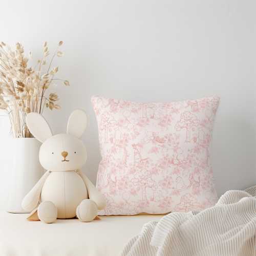 Pink Toile Nursery Pillow, Vintage Pooh Nursery Decor, Baby Girl Nursery Pillow, Pink Nursery Decor