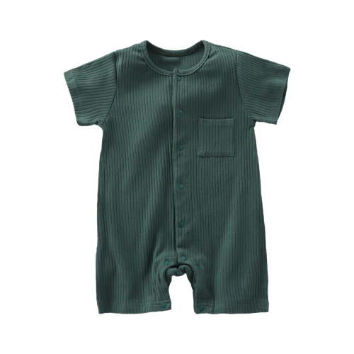 Summer Savings Clearance 2025! THDHVS Newborn Boy Clothes,Newborn Onesies,Kid's Solid Color Round Neck Short Sleeve Jumpsuit Baby Summer Breathable Bag Fart Jacket Green 6-9 Months