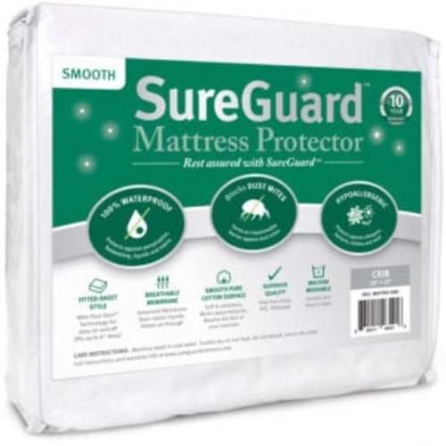 SureGuard Crib Mattress Protector - Smooth Cotton Cover