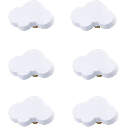 Skyscraper Cartoon Shape Soft Rubber Knobs for Kids Girls Boys Cabinet Handle pulls Drawer Knobs for Kids Room Cabinets Closets Toy Organizer Box Bookcase 6pcs/Set (Cloud, White)