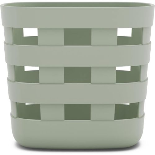 Lalo Bath Time Storage Bin - Keep Items Organized & Dry with Non-Toxic Plastic, Easy Cleanup, Removable Drying Bin, Woven Baby Organizer, Secure Wall Attachment, 9 x 5.5 x 8.5 in - Sage
