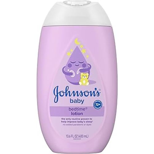 Johnson's Moisturizing Bedtime Baby Lotion with Coconut Oil & NaturalCalm Aromas to Help Relax Baby, Hypoallergenic & Free of Parabens, Phthalates & Dyes, Mild Baby Skin Care, 13.6 fl. oz