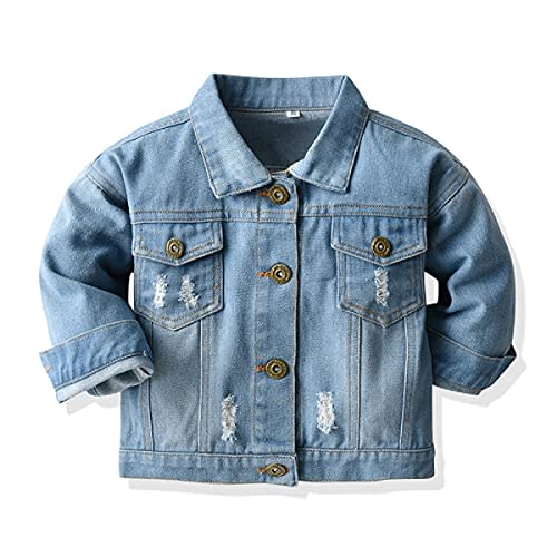 Toddler Baby Girls Jean Jacket Kids Denim Jacket Long Sleeve Button Top Coat Casual Outerwear