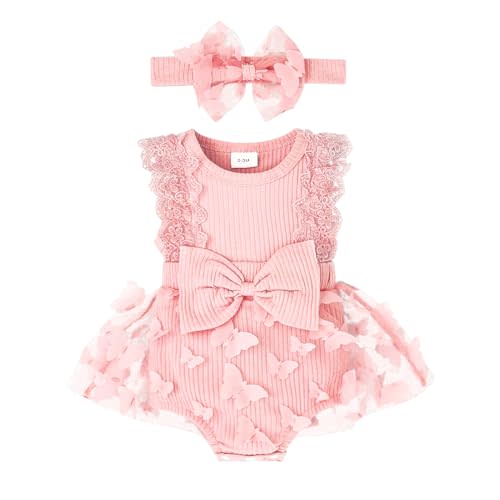 FOCICI Baby Girl Summer Clothes Cute Newborn Girl Outfits Sleeveless Lace One Piece Romper + Headband 2pcs set 0-12 Months