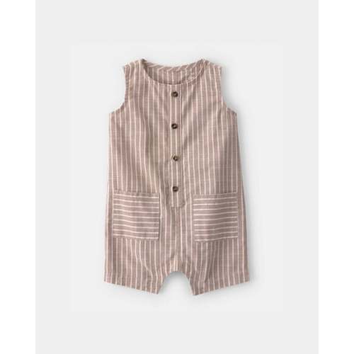 Baby Boy Striped Sleeveless Romper - Brown/White | Carter's