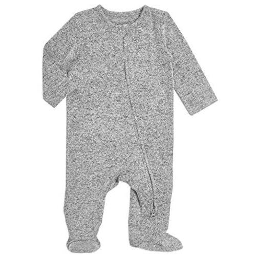 aden + anais Snuggle Knit Baby Boy or Girl Long Sleeve Zipper, One-Piece Footed Sleeper, Heather Grey, 3-6M