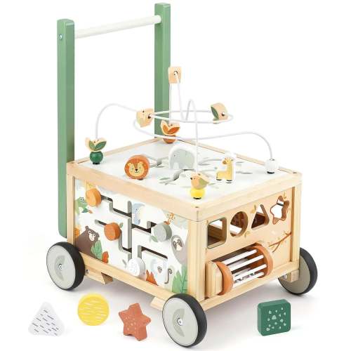 Joyreal Wooden Push Walker | 8-in-1 Activity Center for Toddlers
