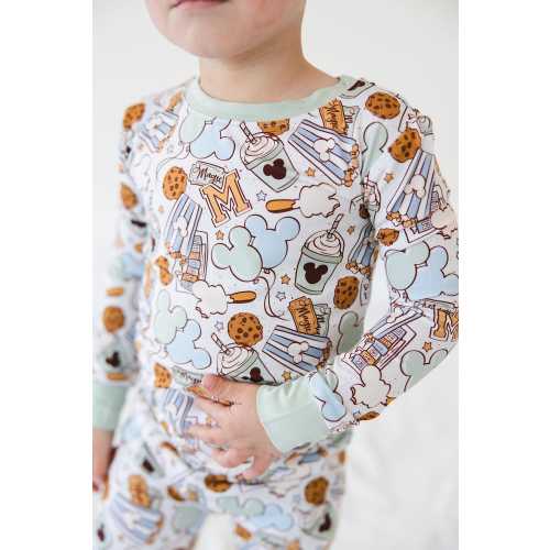 SNACKS (GREEN) | Mickey Toddler Bamboo Pajamas | Gender Neutral | Pastel Pjs | Disneyland Apparel | Disney Vacation