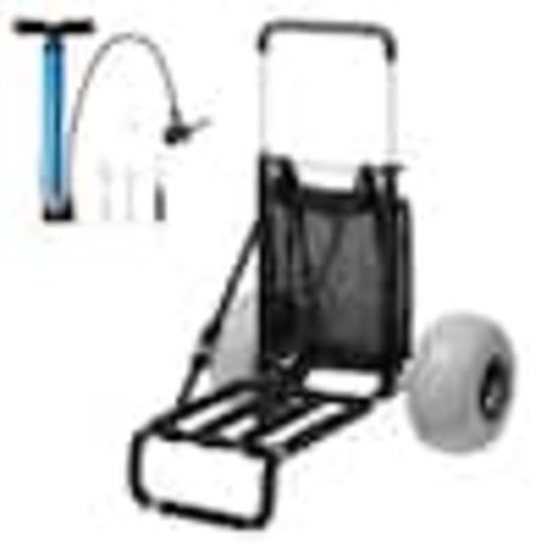 VEVOR Beach Dolly with Big Wheels for Sand 11 cu. Ft. steel Garden Carts 29.9 in. x 15.4 in. Cargo Deck 165 lbs. Load Capacity STTCXLHJ12INOSARTV0