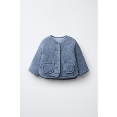 TEXTURED QUILTED JACKET - Blue / Gray | ZARA United States