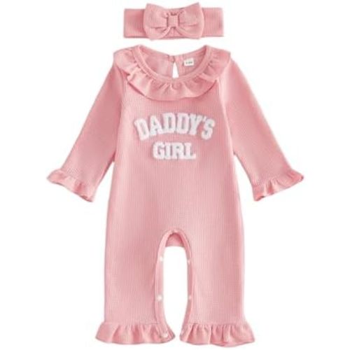 Tsultryofs Baby Girl Romper Newborn Infant Fall Clothes Ruffle Jumpsuit