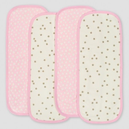 Gerber® Baby Girls' 4pk Interlock/Terry Burpcloths Princess - Pink/Cream