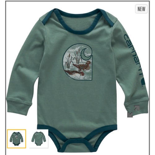Boys' Long Sleeve Duck "C" Bodysuit (Baby) | Fall Layering Clothing Essentials | Carhartt