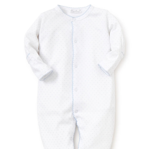 White/Blue New Kissy Dots Print Footie