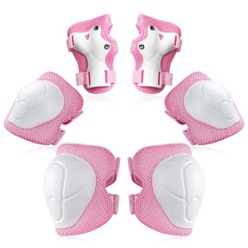 Kids Protective Gear Set, Knee Pads for Kids 3-8 Years Toddler, Knee and Elbow Pads with Wrist Guards for Skating Cycling Bike, Pink
