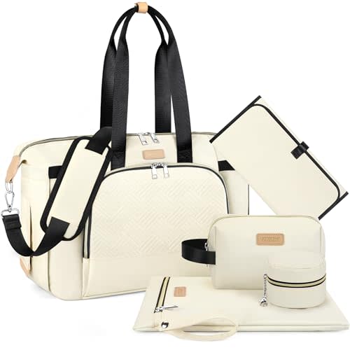 ITIEZY Diaper Bag Tote for Baby - Large Mommy Bag with Portable Changing Pad Pacifier Case, Hospital Bags Travel Baby Bag