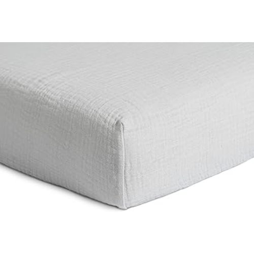 Meracorallo Muslin Fitted Crib Sheet, Soft and Breathable Solid Color Neutral Grey Baby Crib Sheet for Standard Crib and Toddler Mattresses