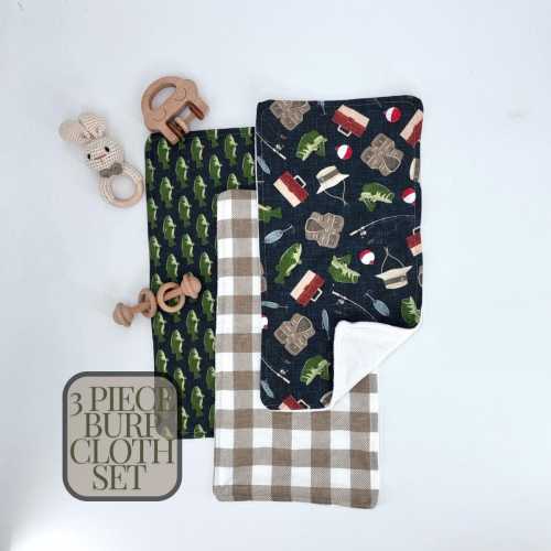 Fishing Baby Burp Cloth Cotton Baby Shower Gift Fishing Theme Soft Absorbent Burp Cloth Newborn Essential Gender Neutral Lake House Gift