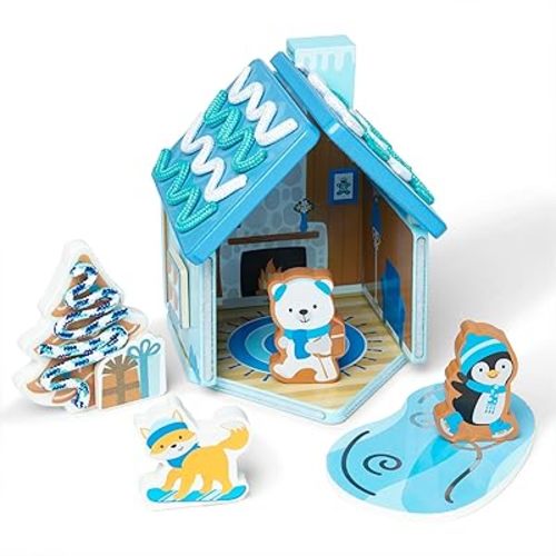 Melissa & Doug Winter Frost Wooden Gingerbread House Play Set for Boys and Girls 3+