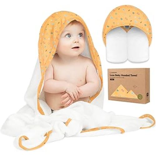 KeaBabies Hooded Baby Towel for Newborn - Viscose Derived from Bamboo Large Baby Bath Towels with Hood for Boys, Girls, Toddler, Extra Absorbent & Soft Newborn Bath Essentials (Beach Day, Regular)