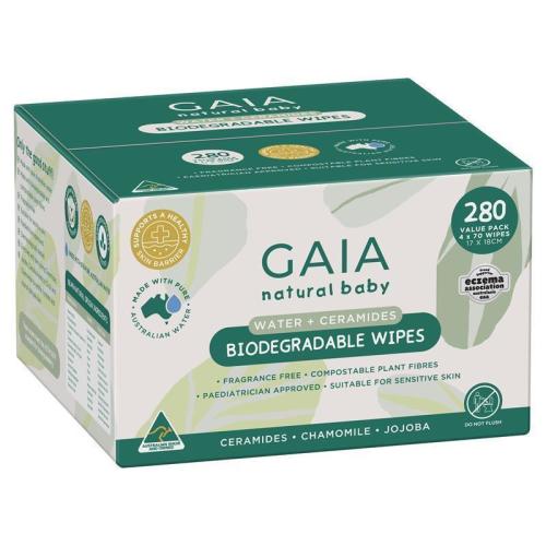 GAIA Biodegradable Water Wipes 4 x 70 Pack