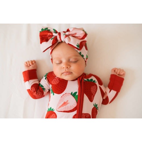 Berry Sweet Strawberry Romper | Bamboo Baby Romper |Bamboo Pajamas
