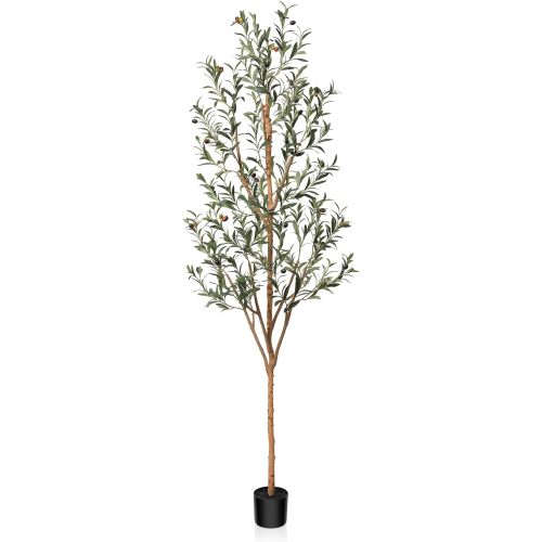 Kazeila Artificial Olive Tree 7FT Tall Faux Silk Plant for Home Office Decor Indoor Fake Potted Tree with Wood Branches and Fruits