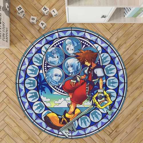 Kingdom Hearts Stained Glass rug, Kingdom Hearts II, Kingdom Hearts Birth By Sleep Kingdom Hearts Final Mix, Custom rug, Kingdom Hearts Sora