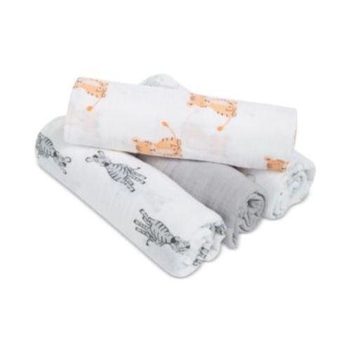 Baby Boys or Baby Girls Animal Swaddle Blankets, Pack of 4