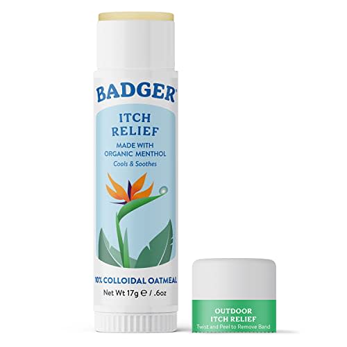 Badger Bug Bite Itch Relief Stick, Natural & Organic Anti Itch Cream for Bug Bites, Rashes & Poison Ivy, Fast Itchy Skin Relief After Bite, Works Great, Smells Great, Easy to Use, .6 oz