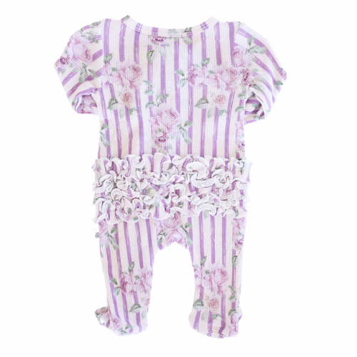 Lila's Lilacs Bamboo Waffle Ruffle Zipper Footie