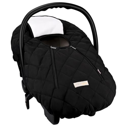 Bebamour Car Seat Cover for Babies Winter - Baby Car Seat Covers Universal Cold Weather Shield,Warm and Cozy Carseat Covers (Black)