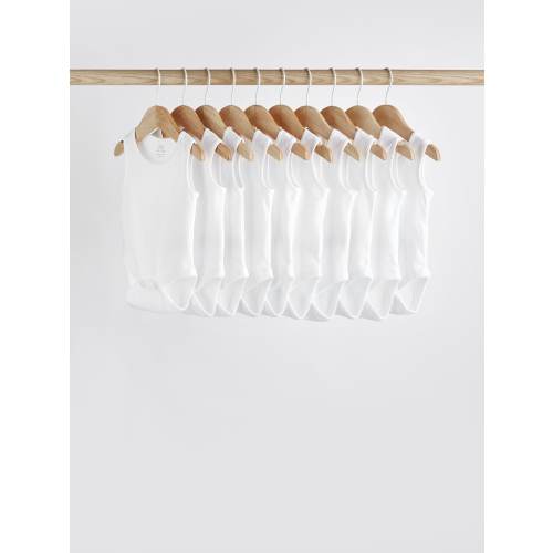 White 10 Pack Baby Vest Bodysuits