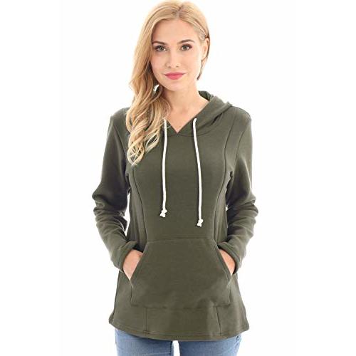 Bearsland Women's Maternity Sweater Clothes Nursing Sweatshirt Breastfeeding Hoodie with Pockets