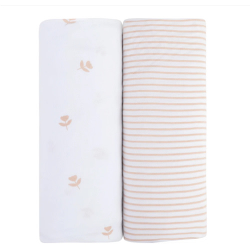 Mauve Tulips & Stripes Bassinet Sheet Set – Ely's & Co.