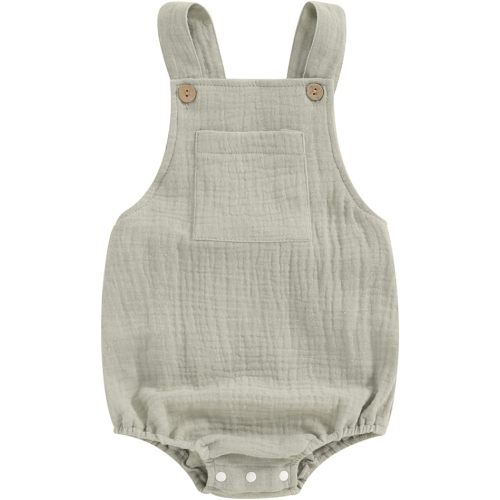 Newborn Baby 1 Piece Summer Romper Baby Girl Boy Solid Color Jumpsuit Sleeveless Backless Overalls Outfits