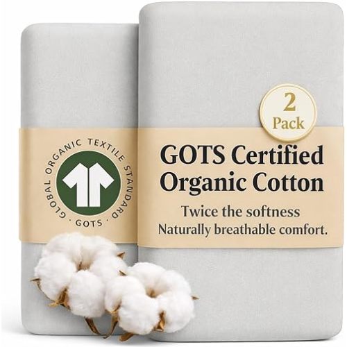 GOTS Organic Bedside Bassinet Sheets 33x20 and 35x19 for Baby Delight, Ronbei, Koola Baby Bond. Premium Weight Luxury Turkish Cotton - Rectangle Bassinet Sheets