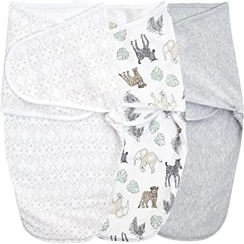 aden + anais, Cotton Knit Baby Wrap, Newborn Wearable Swaddle Blanket, 3 Pack, Multicolor Toile, 0-3 Months, Small/Medium