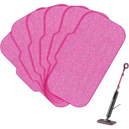 Schenley 6-Pack Microfiber Pads for Steam Mop Cleaner, Washable and Reusable Replacement Mop Pads, Accessories Compatible with Schenley Steam Mop SLFCSM054