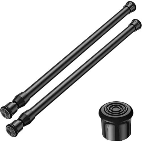 AIZESI 2PCS Tension Rods 17 to 28 inch, Black Tension Rods Adjustable Spring Tension Window Rods Short Tension Rod Expandable Pressure Rod for Shoe Rack Hanger Curtain Rod Closet Rods