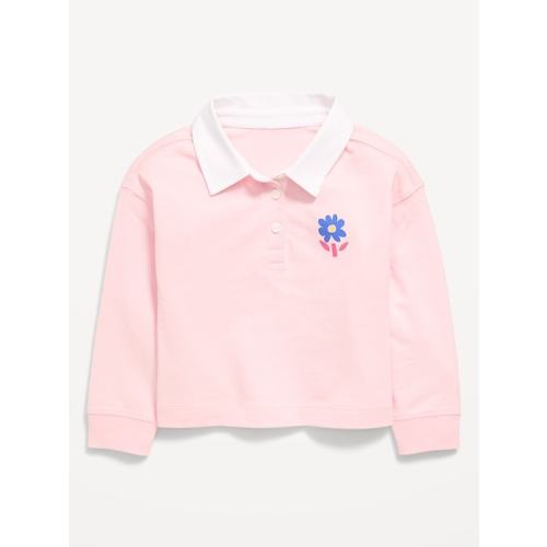 Long-Sleeve Cropped Polo Shirt for Toddler Girls
