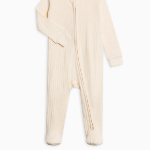 Maya Brushed Back Pointelle Footed Zipper Sleeper