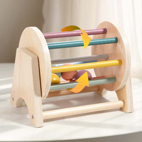 Werulen Clearance Toys Under $ 5 ! Wooden Spinning Drum Sensory Development Toys Rolling Textile Roller Drum for Toddlers Kids Educational Sensory Exploration Cognition Development