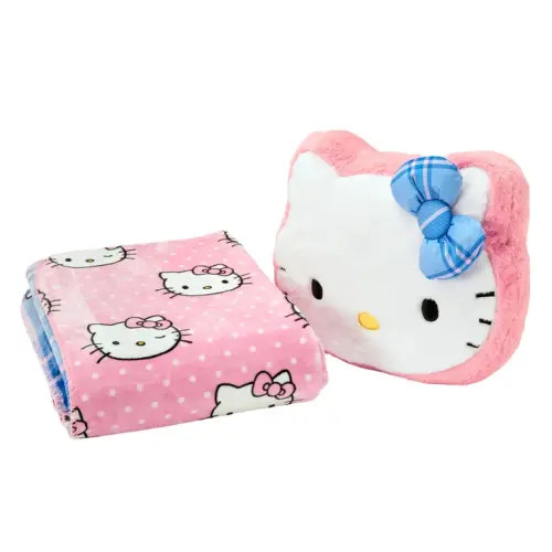 Hello Kitty Faux Fur Pillow & Reversible Throw Set | Costco