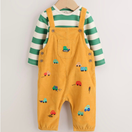 Buy Yellow Transport Cord Dungarees and Bodysuit Baby Set (0mths-3yrs) from Next USA