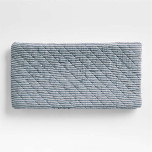 Supersoft Deep Indigo Striped Organic Cotton Gauze Baby Changing Pad Cover