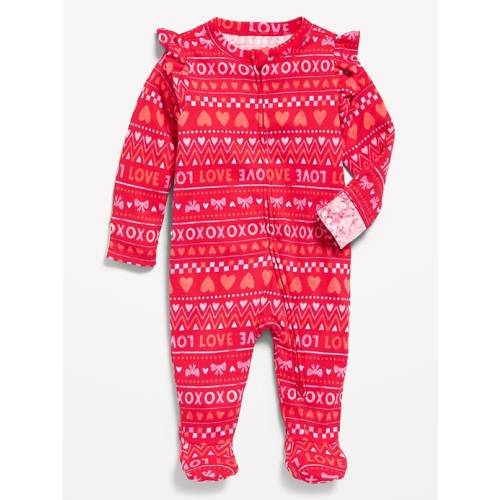 2-Way-Zip Sleep & Play Ruffle-Trim Footed One-Piece for Baby