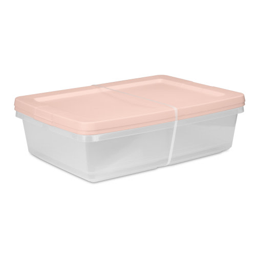 Sterilite Set of (2) 28 Qt. Storage Boxes Plastic Adult, Pink Blush