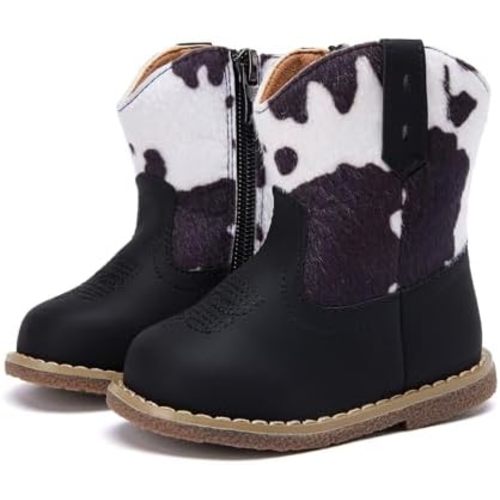 BMCiTYBM Baby Cowboy Cowgirl Boots Infant Western Boots Toddler Boys Girls Round Toe Riding Mid Calf Boots All Seasons for 6 9 12 18 24 Months
