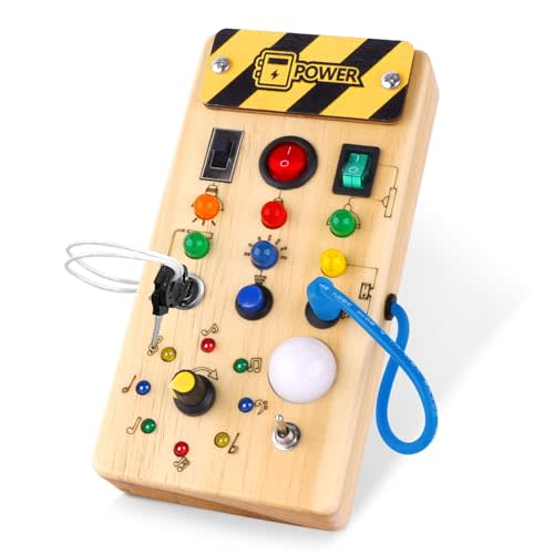 Montessori Busy Board with LED Lights and Switches for Toddlers